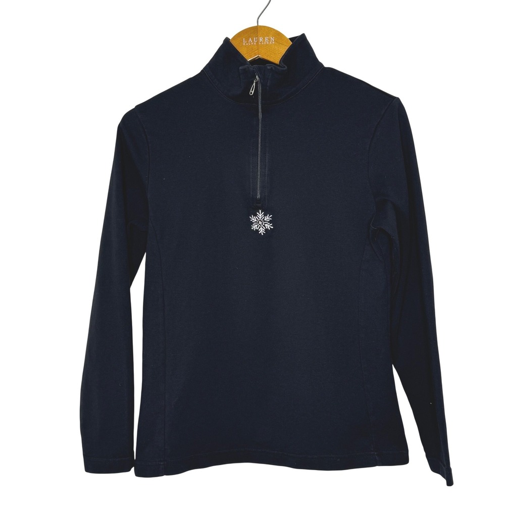 Meister Sport Knit 1/4 Zip Pullover Women's Large‎ Black